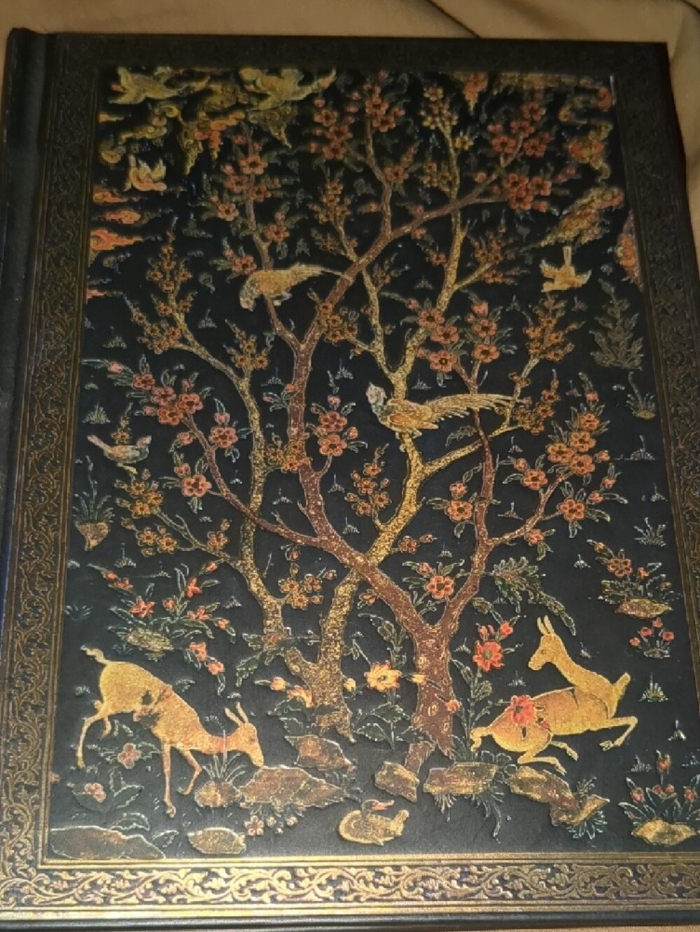 🦌Embroidered Black/Gold Floral Tree Hardcover Journal - Picture 2 of 6
